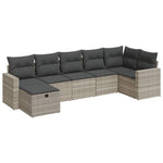 7 részes világosszürke polyrattan kerti ülőgarnitúra párnákkal 2
