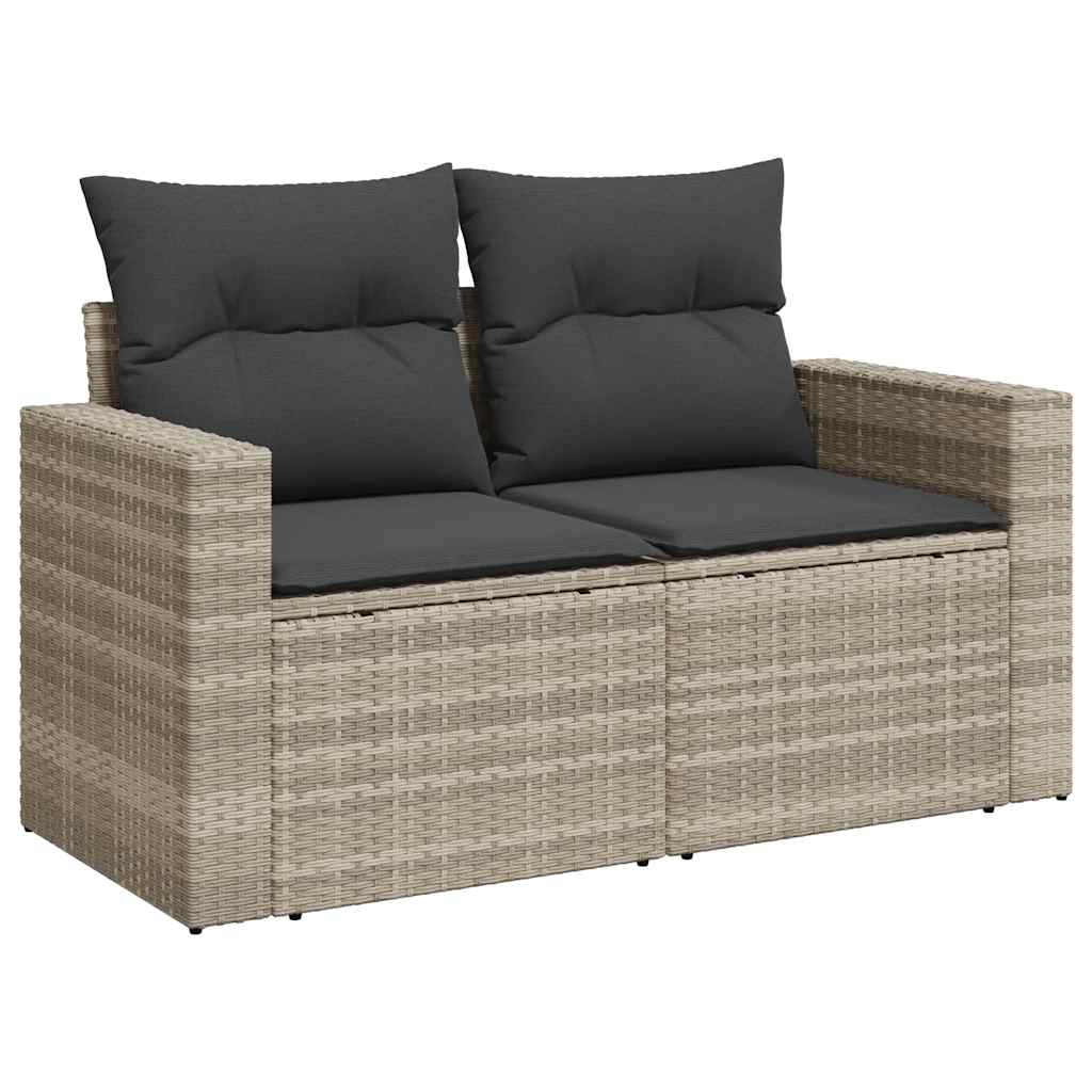 7 részes világosszürke polyrattan kerti ülőgarnitúra párnákkal 5