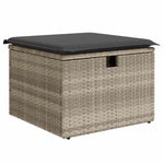7 részes világosszürke polyrattan kerti ülőgarnitúra párnákkal 6