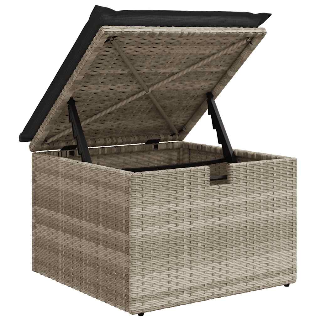 7 részes világosszürke polyrattan kerti ülőgarnitúra párnákkal 11
