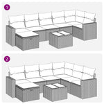 8 részes szürke polyrattan kerti ülőgarnitúra párnákkal 12