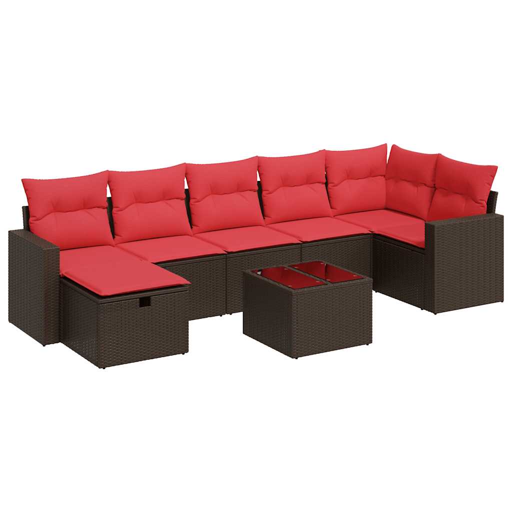 8 részes barna polyrattan kerti ülőgarnitúra párnákkal 2