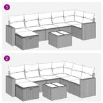 8 részes barna polyrattan kerti ülőgarnitúra párnákkal 12