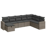 8 részes szürke polyrattan kerti ülőgarnitúra párnákkal 2