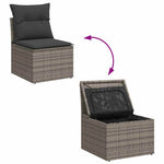 8 részes szürke polyrattan kerti ülőgarnitúra párnákkal 7