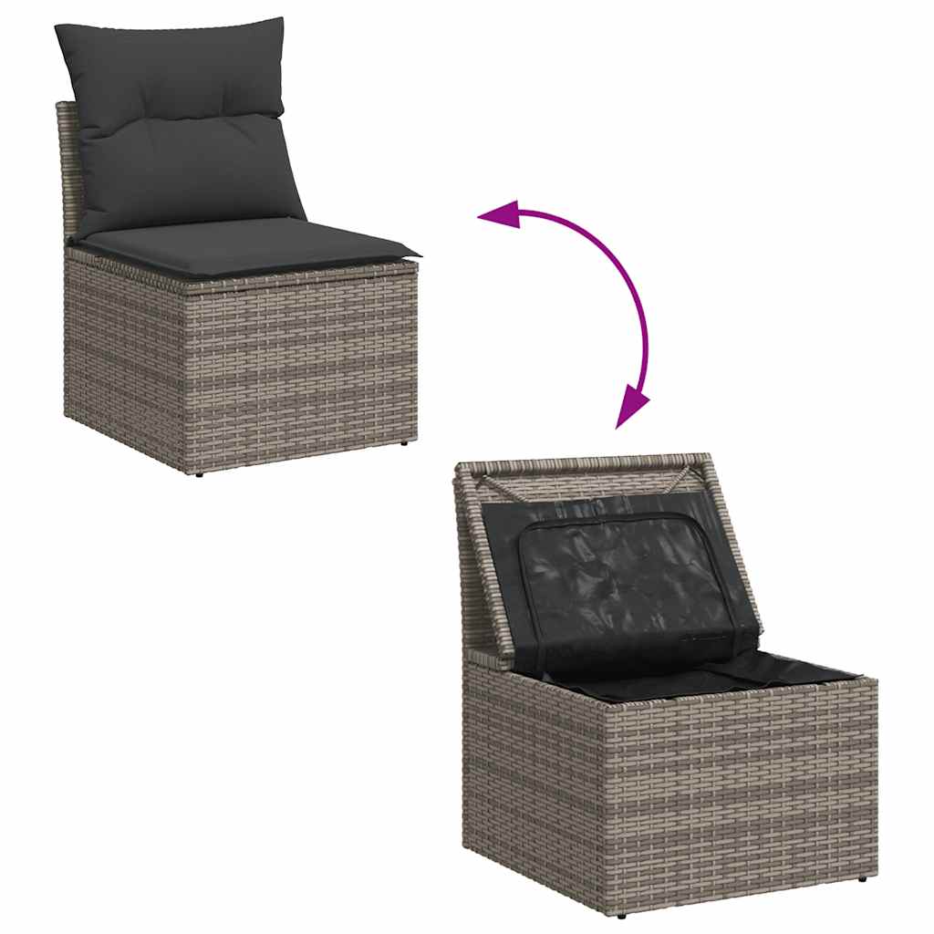 8 részes szürke polyrattan kerti ülőgarnitúra párnákkal 7