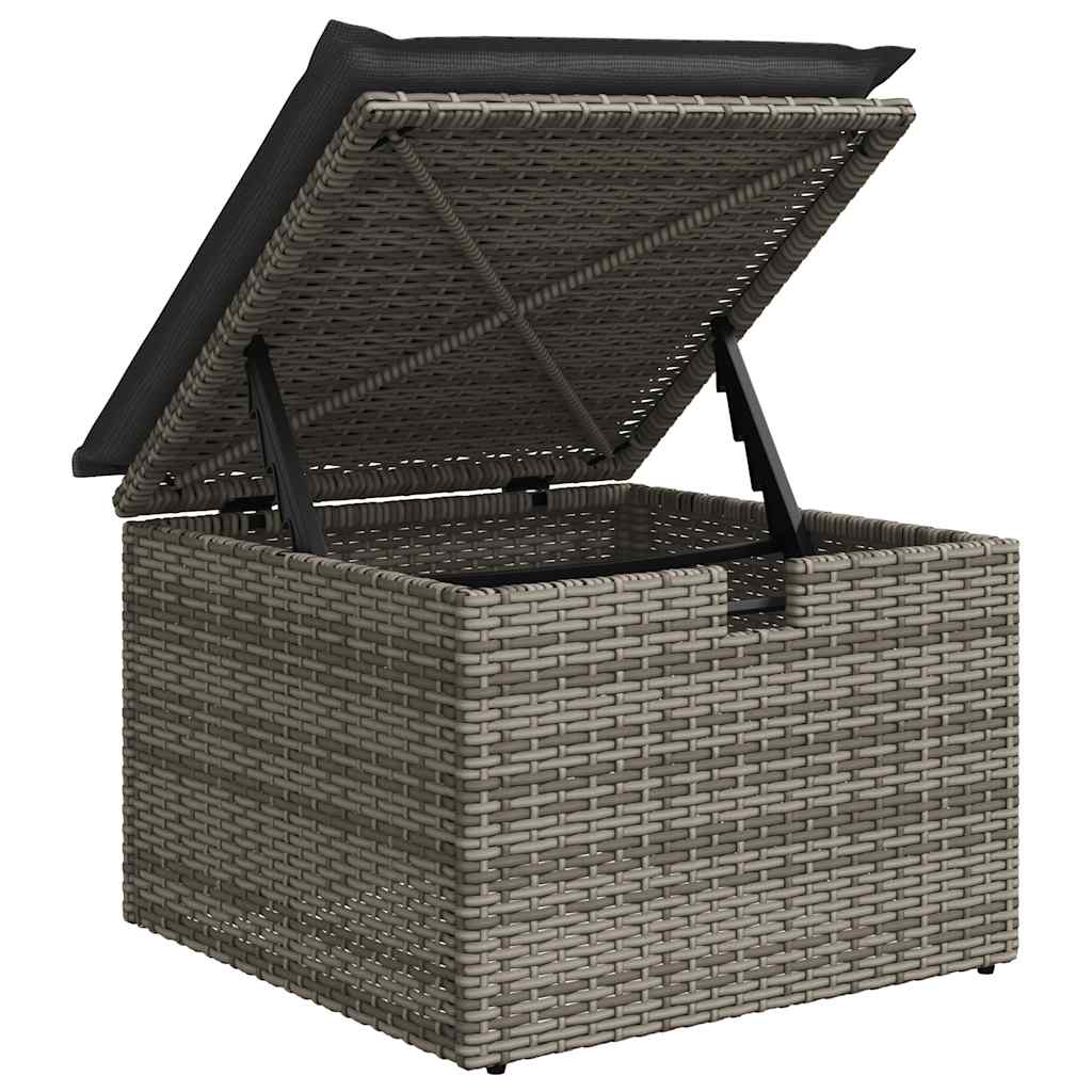 8 részes szürke polyrattan kerti ülőgarnitúra párnákkal 10