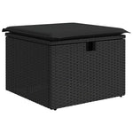 9 részes fekete polyrattan kerti ülőgarnitúra párnákkal 6