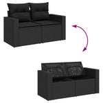 9 részes fekete polyrattan kerti ülőgarnitúra párnákkal 10