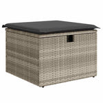 9 részes világosszürke polyrattan kerti ülőgarnitúra párnával 6