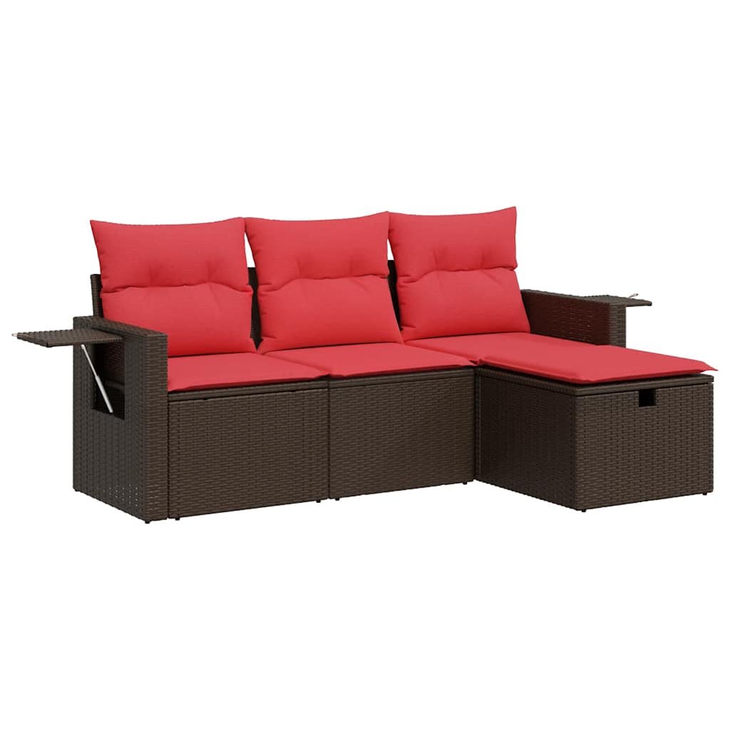 4 részes barna polyrattan kerti ülőgarnitúra párnákkal 2