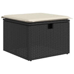 5 részes fekete polyrattan kerti kanapészett párnákkal 5