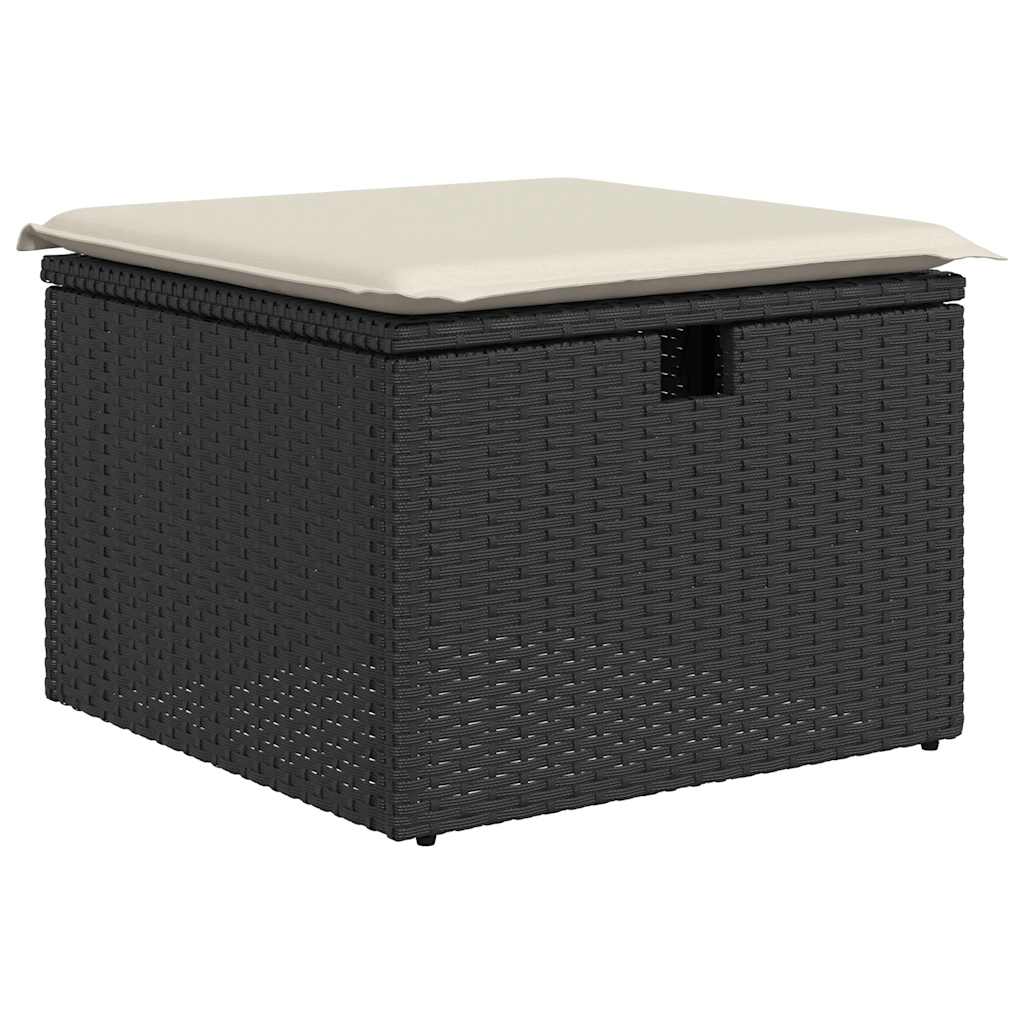 5 részes fekete polyrattan kerti kanapészett párnákkal 5