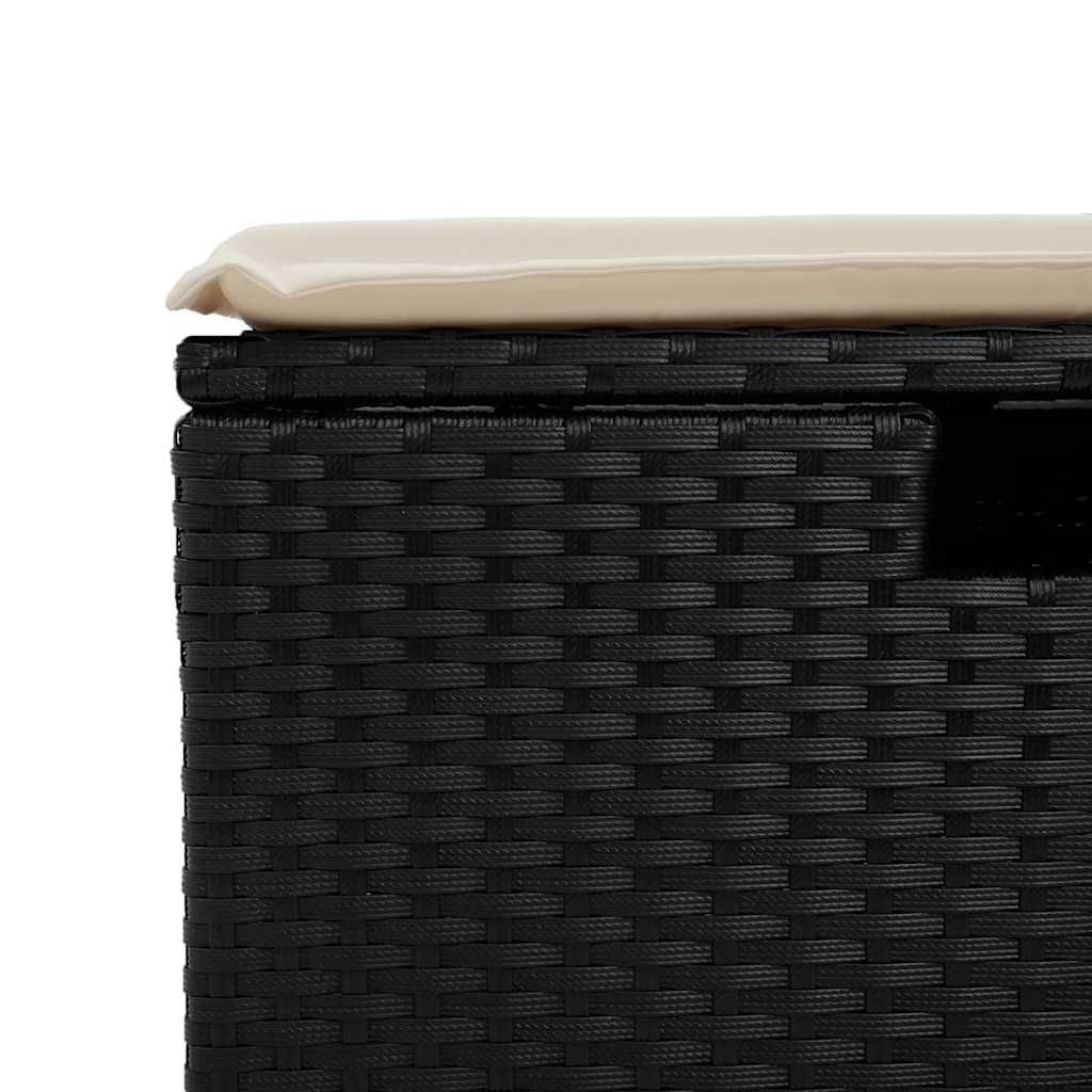 5 részes fekete polyrattan kerti kanapészett párnákkal 10