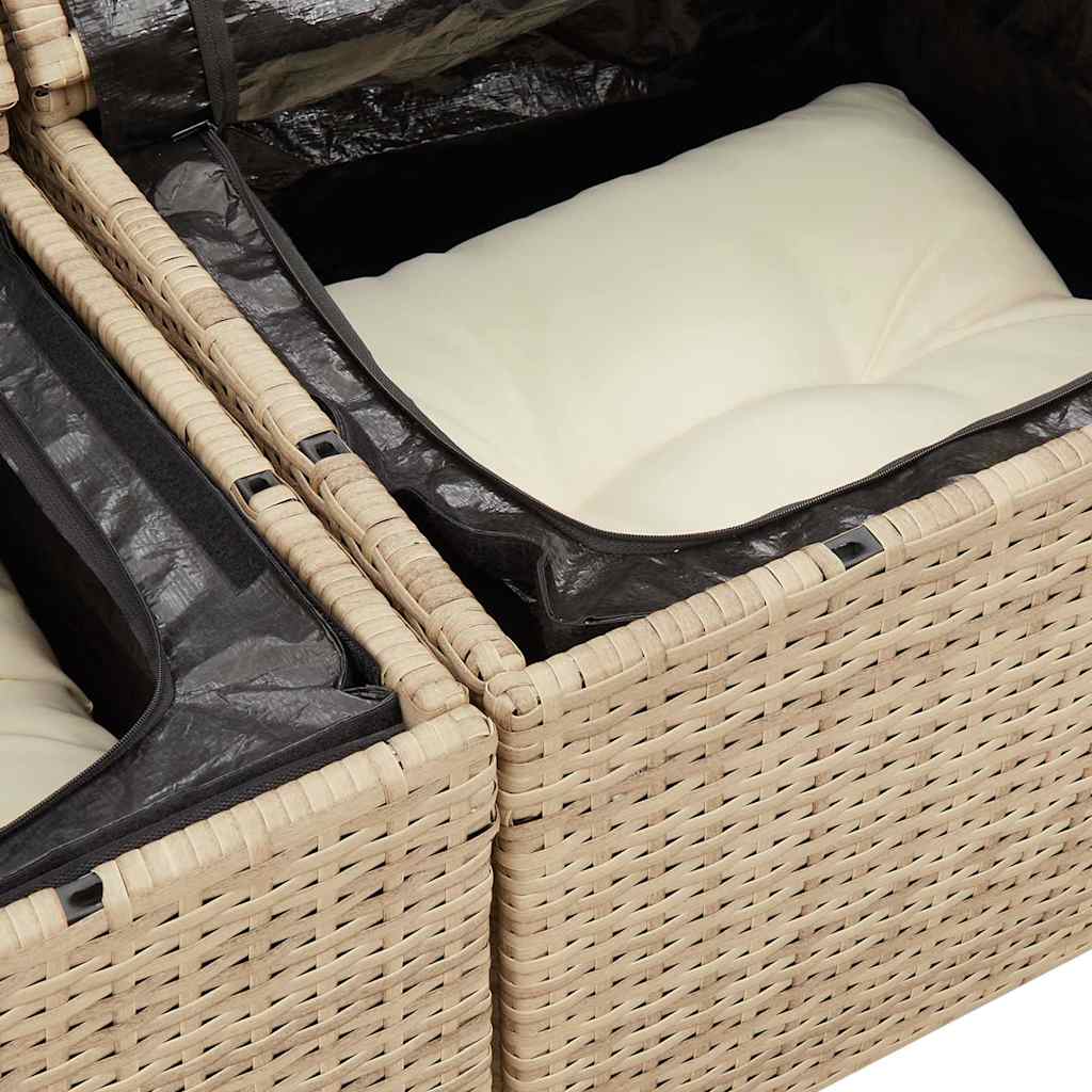 6 részes bézs polyrattan kerti ülőgarnitúra párnával 12