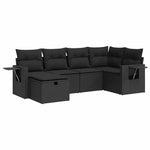 6 részes fekete polyrattan kerti ülőgarnitúra párnákkal 2
