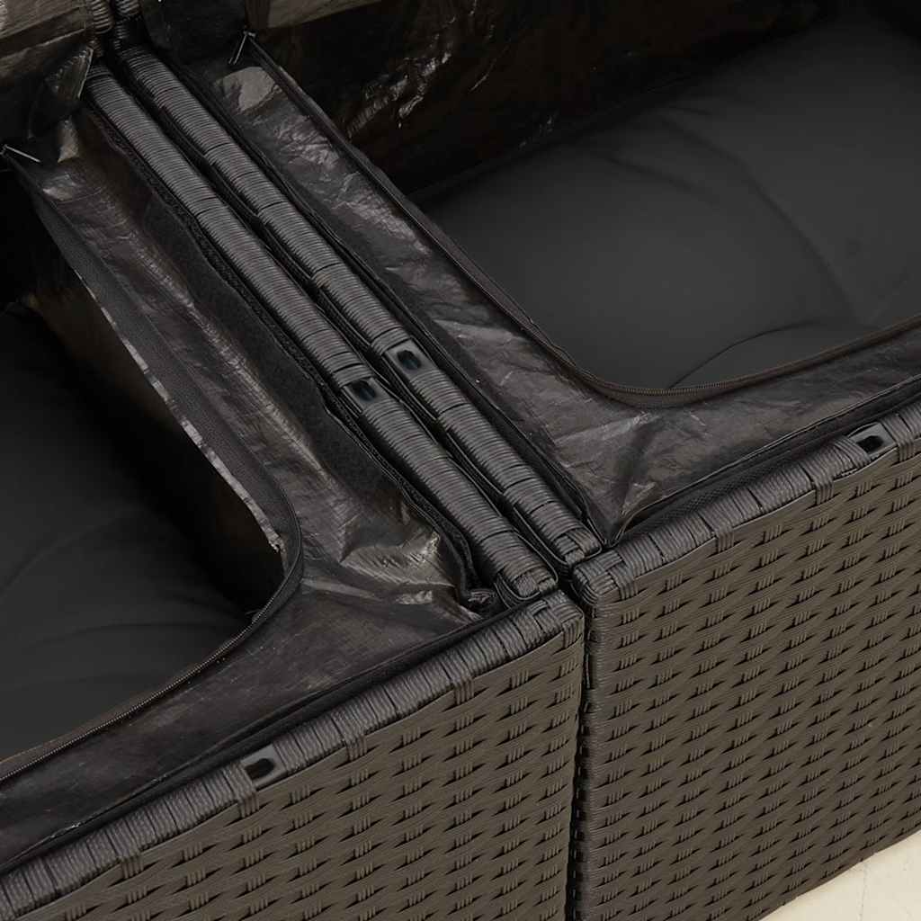 6 részes fekete polyrattan kerti ülőgarnitúra párnákkal 13