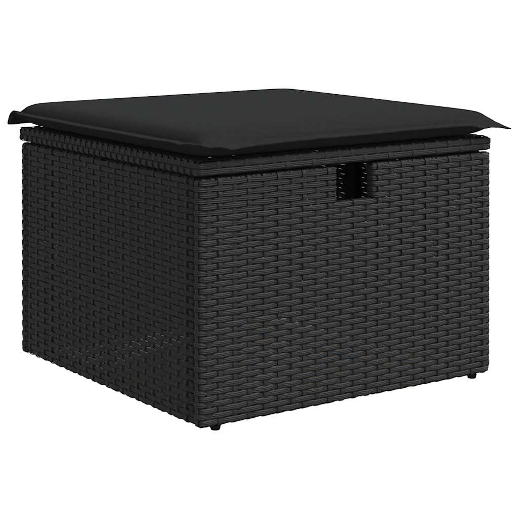 6 részes fekete polyrattan kerti ülőgarnitúra párnákkal 6