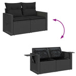 6 részes fekete polyrattan kerti ülőgarnitúra párnákkal 9