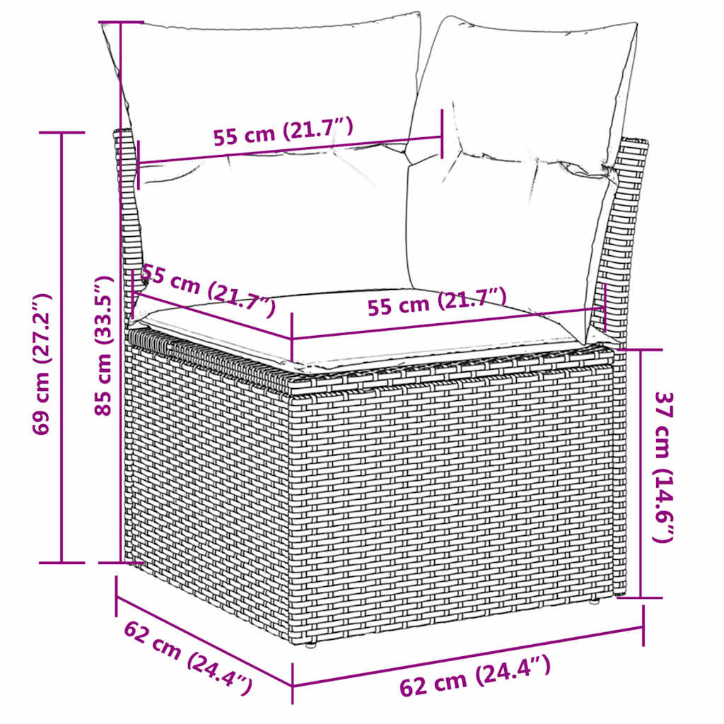 7 részes szürke polyrattan kerti ülőgarnitúra párnákkal 18