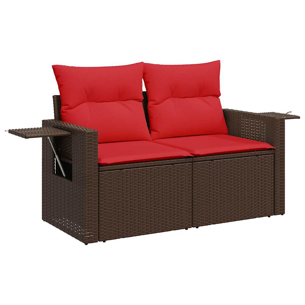 7 részes barna polyrattan kerti ülőgarnitúra párnákkal 3