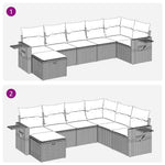 7 részes barna polyrattan kerti ülőgarnitúra párnákkal 11