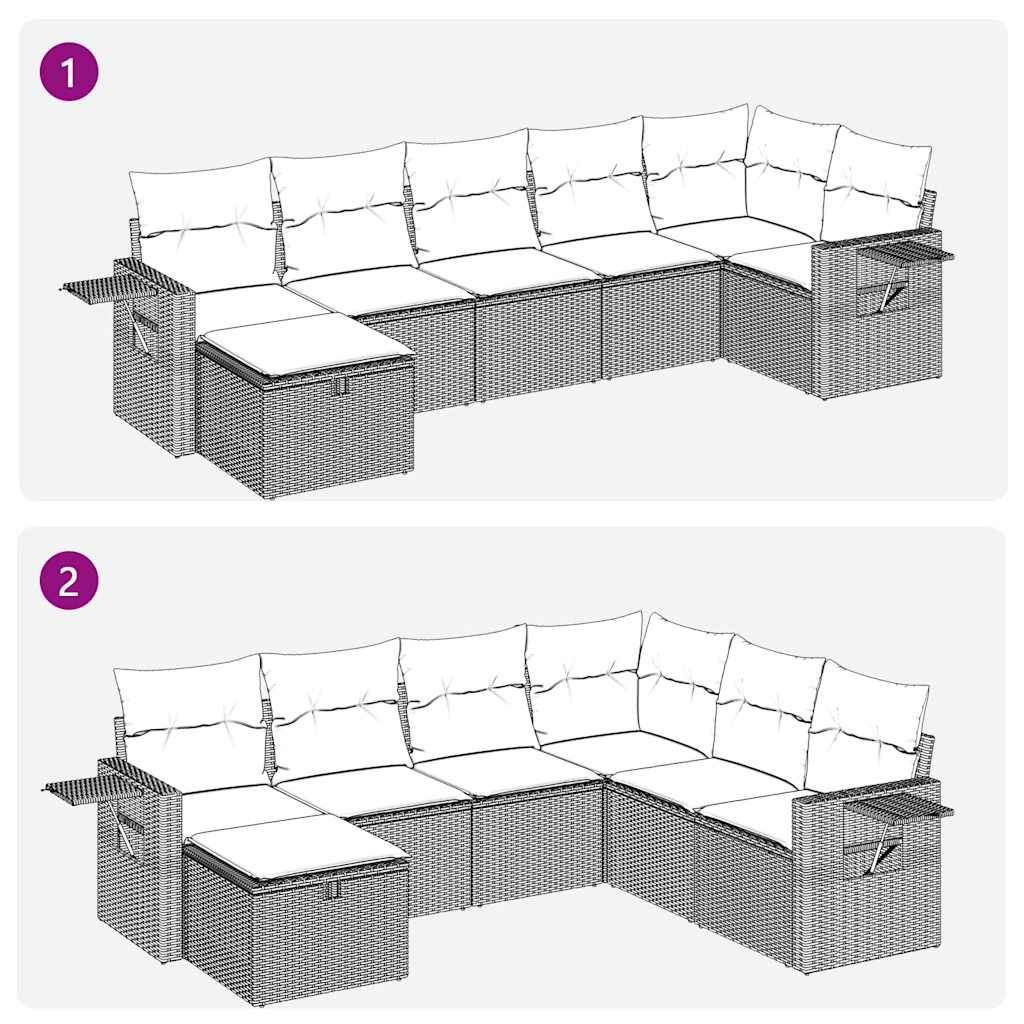 7 részes barna polyrattan kerti ülőgarnitúra párnákkal 11