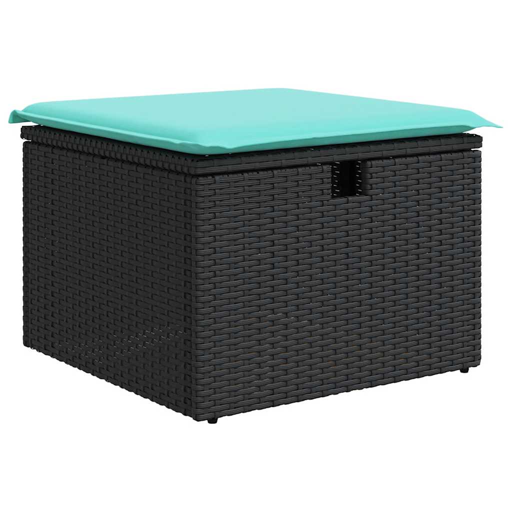 6 részes fekete polyrattan kerti ülőgarnitúra párnákkal 5