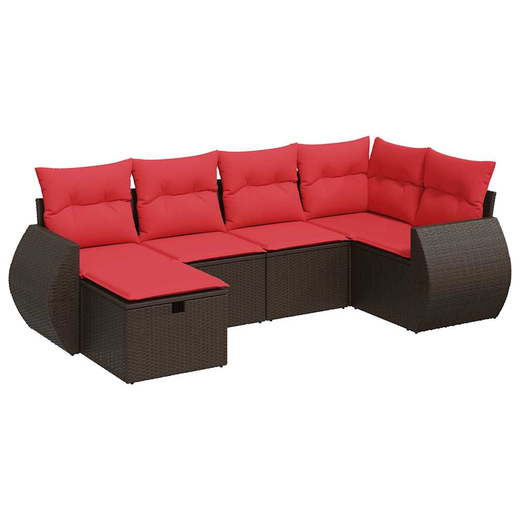 6 részes barna polyrattan kerti ülőgarnitúra párnával 2