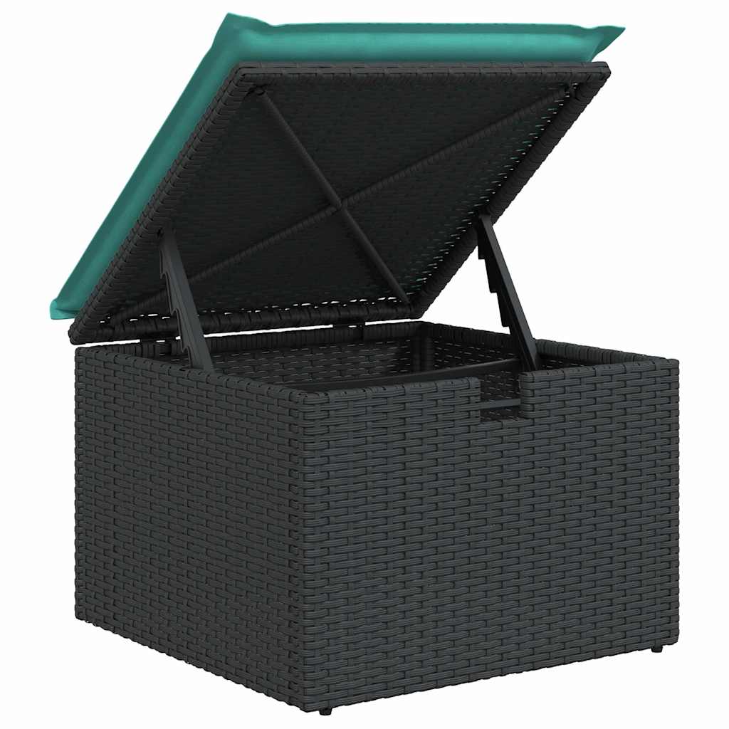 6 részes fekete polyrattan kerti ülőgarnitúra párnákkal 8
