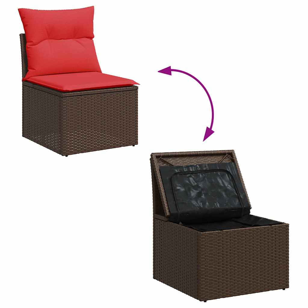8 részes barna polyrattan kerti ülőgarnitúra párnákkal 7