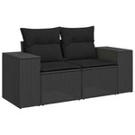 5 részes fekete polyrattan kerti kanapészett párnákkal 4