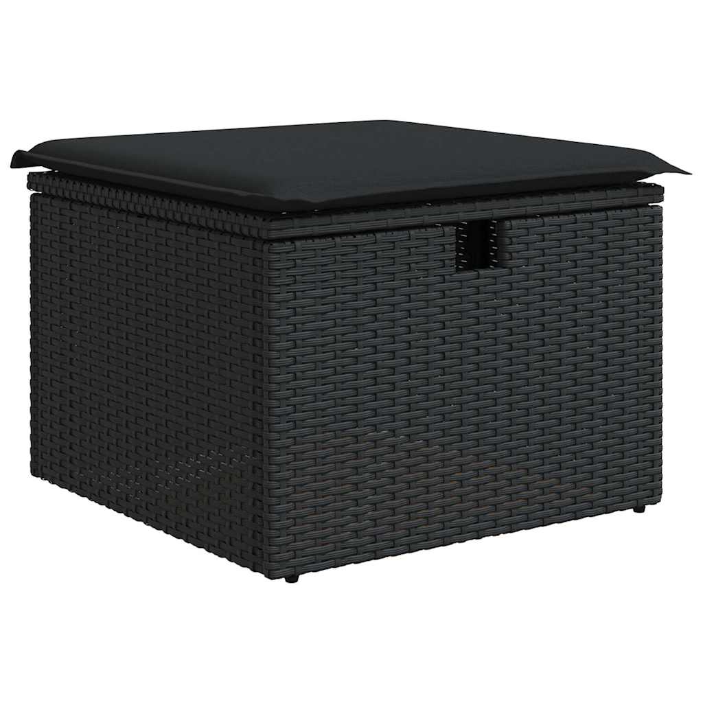 5 részes fekete polyrattan kerti kanapészett párnákkal 5