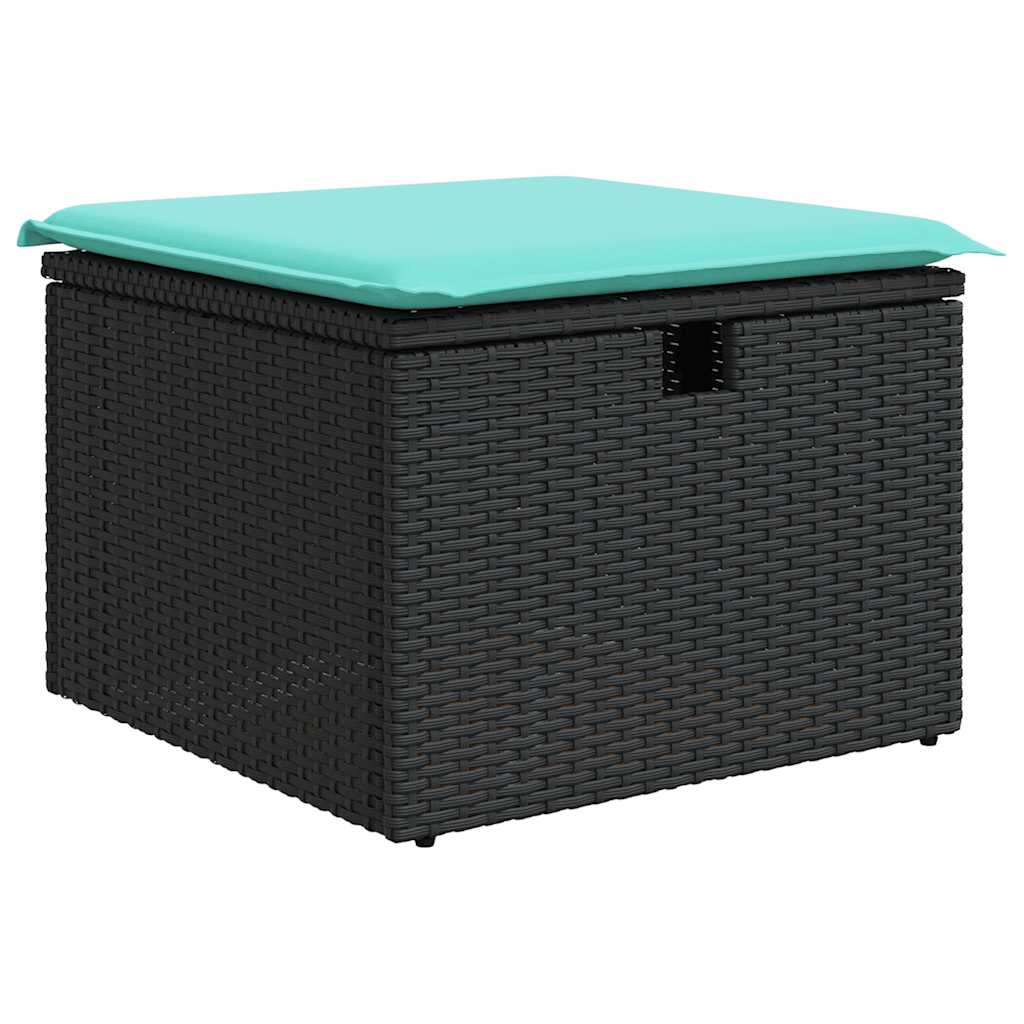5 részes fekete polyrattan kerti kanapészett párnákkal 5