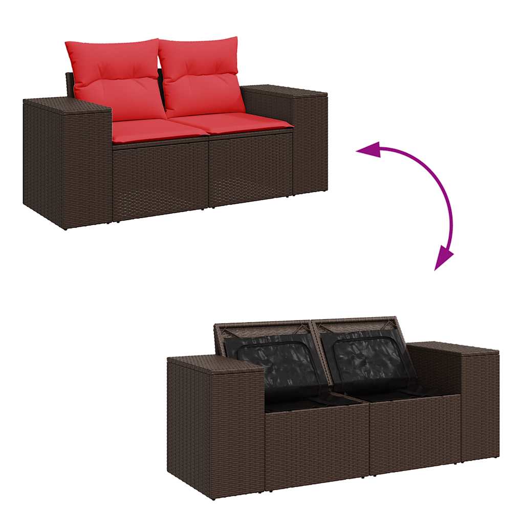 6 részes barna polyrattan kerti ülőgarnitúra párnával 8