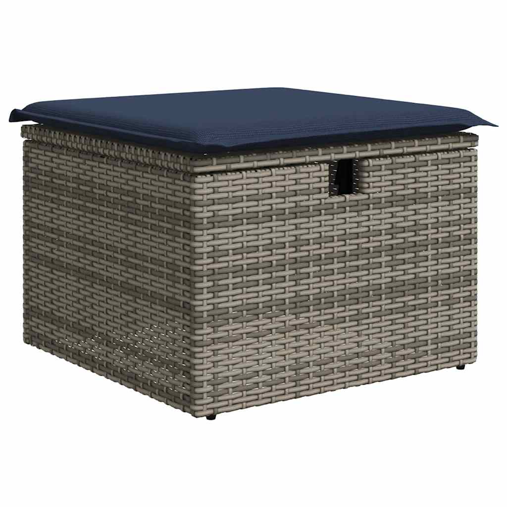 7 részes szürke polyrattan kerti ülőgarnitúra párnákkal 6