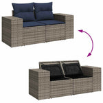 7 részes szürke polyrattan kerti ülőgarnitúra párnákkal 9