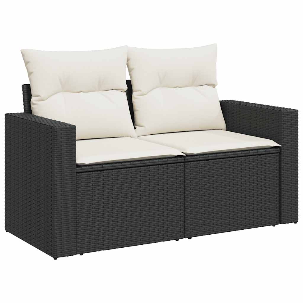 7 részes fekete polyrattan kerti ülőgarnitúra párnával 5