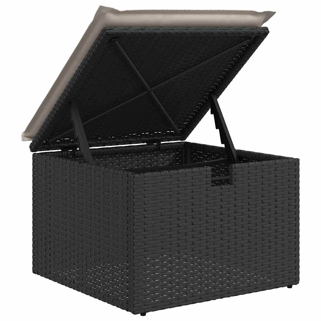 7 részes fekete polyrattan kerti ülőgarnitúra párnával 11