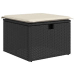 8 részes fekete polyrattan kerti ülőgarnitúra párnákkal 6