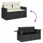 8 részes fekete polyrattan kerti ülőgarnitúra párnákkal 10