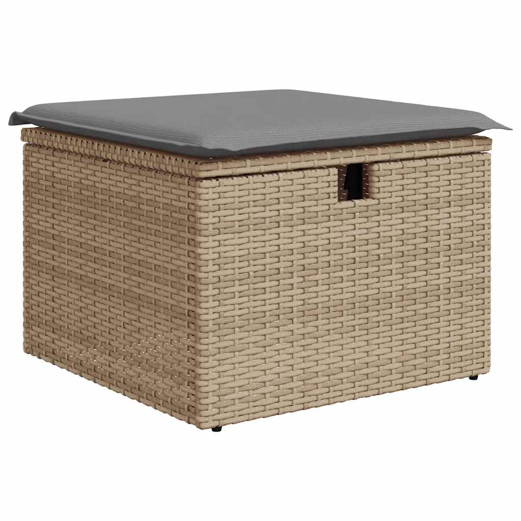 9 részes bézs polyrattan kerti ülőgarnitúra párnákkal 6