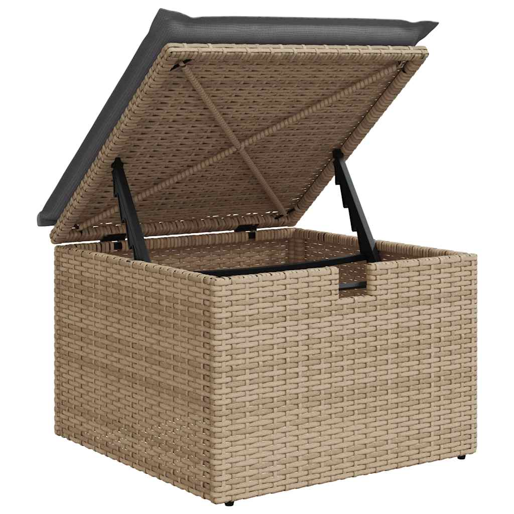 9 részes bézs polyrattan kerti ülőgarnitúra párnákkal 11