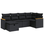 6 részes fekete polyrattan kerti ülőgarnitúra párnákkal 2