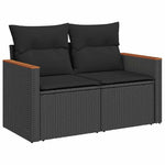 6 részes fekete polyrattan kerti ülőgarnitúra párnákkal 5