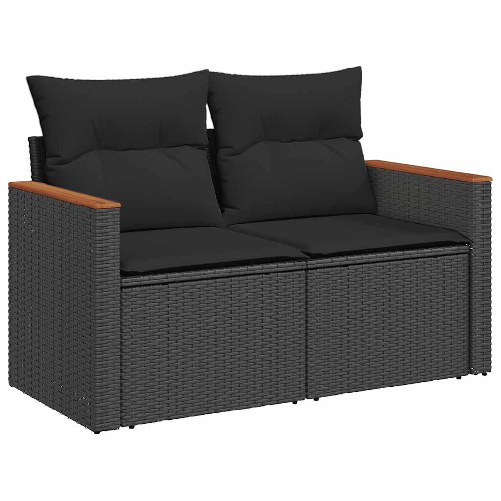 6 részes fekete polyrattan kerti ülőgarnitúra párnákkal 5