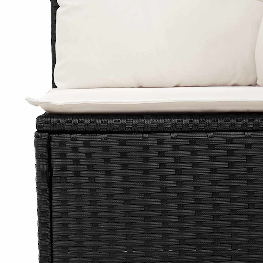 7 részes fekete polyrattan kerti ülőgarnitúra párnával 12