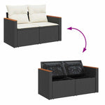 7 részes fekete polyrattan kerti ülőgarnitúra párnával 7