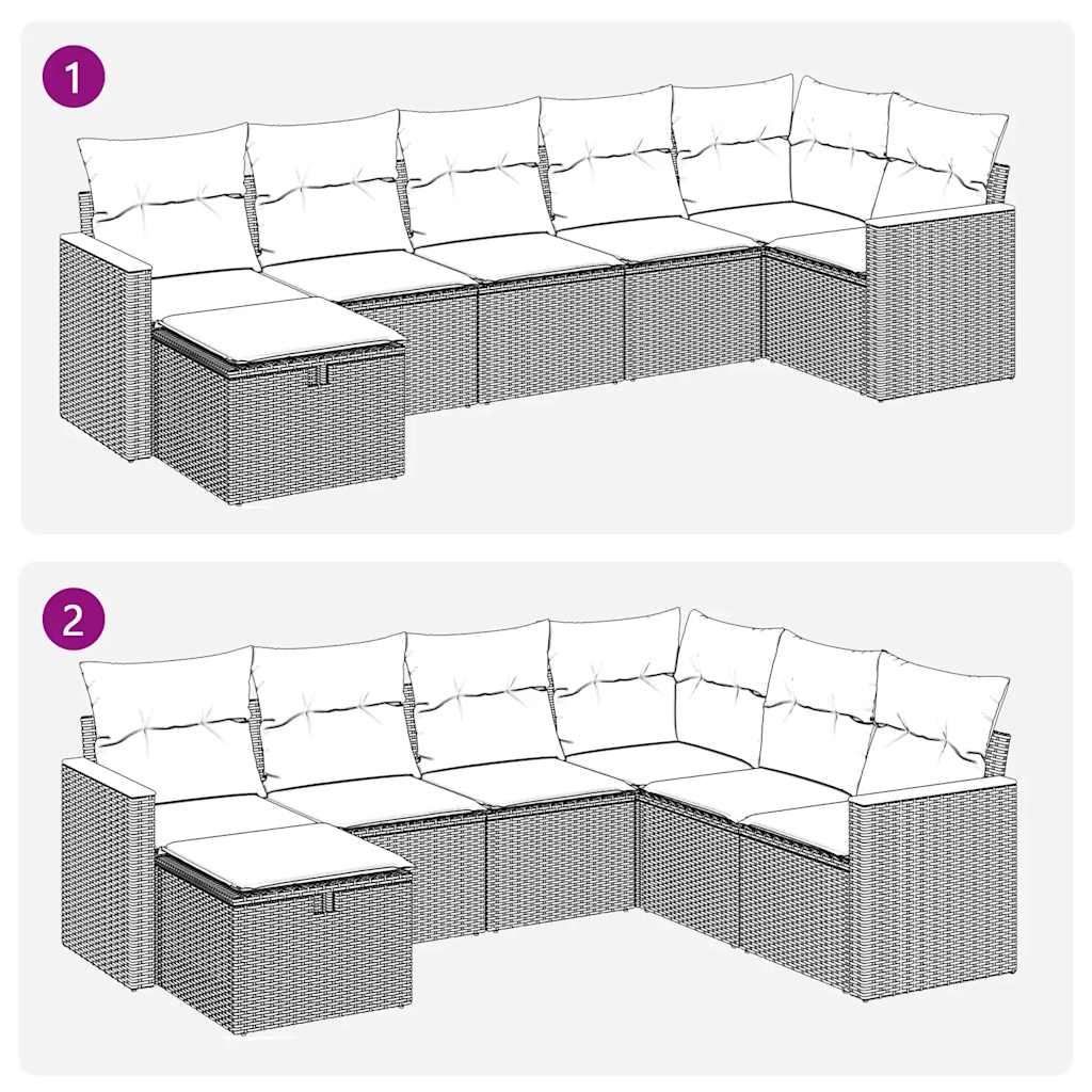 7 részes fekete polyrattan kerti ülőgarnitúra párnával 11