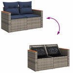 6 részes szürke polyrattan kerti ülőgarnitúra párnákkal 7